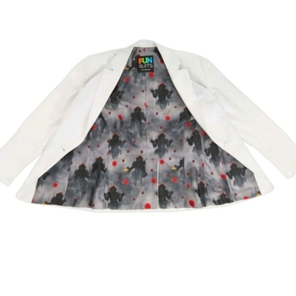 Pennywise Clown White Blazer Jacket with Red Balloon Embroidery Sz 16